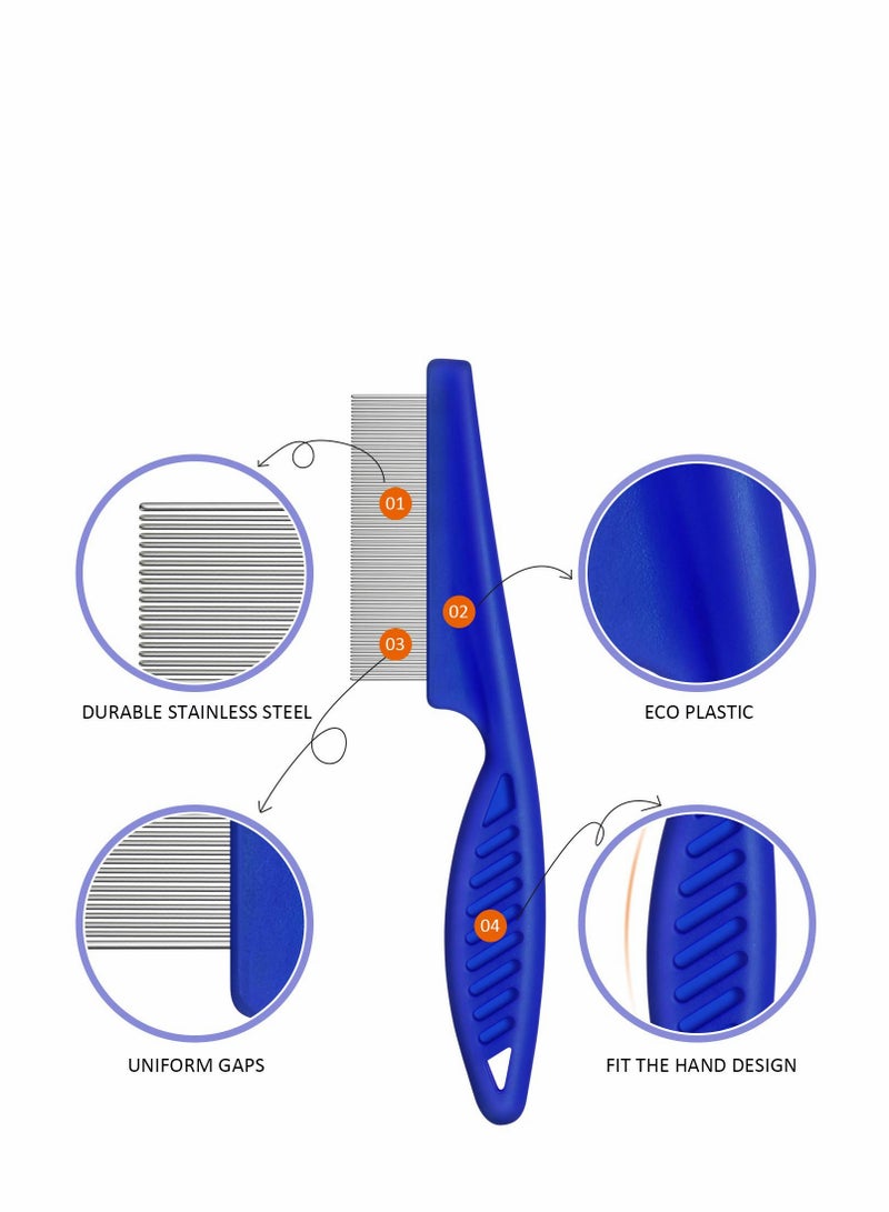 6 Pcs Pet Combs Cat Tear Stain Dog Grooming Flea Comb, Stainless Steel Tool Removal Dandruff, Clean Mucus and Stains Ideal for All Types of Hair
