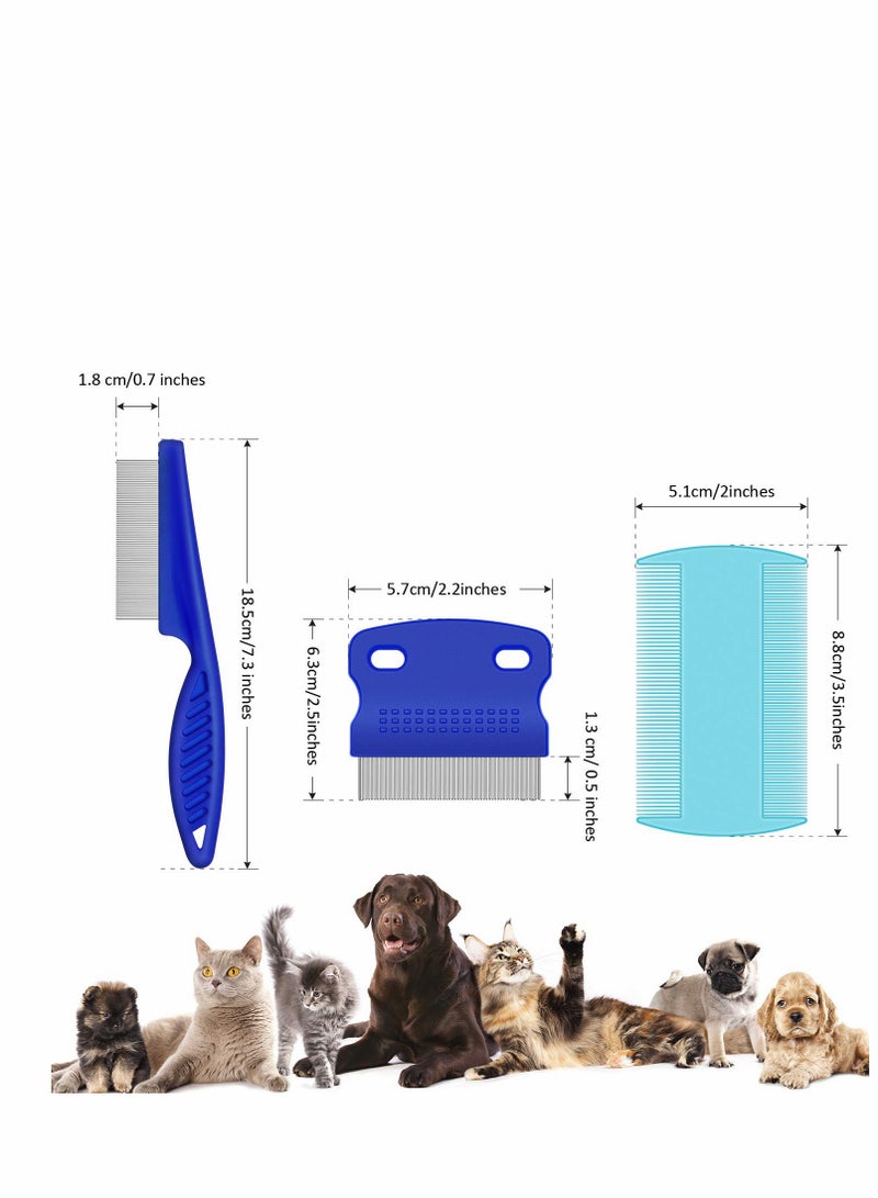 6 Pcs Pet Combs Cat Tear Stain Dog Grooming Flea Comb, Stainless Steel Tool Removal Dandruff, Clean Mucus and Stains Ideal for All Types of Hair