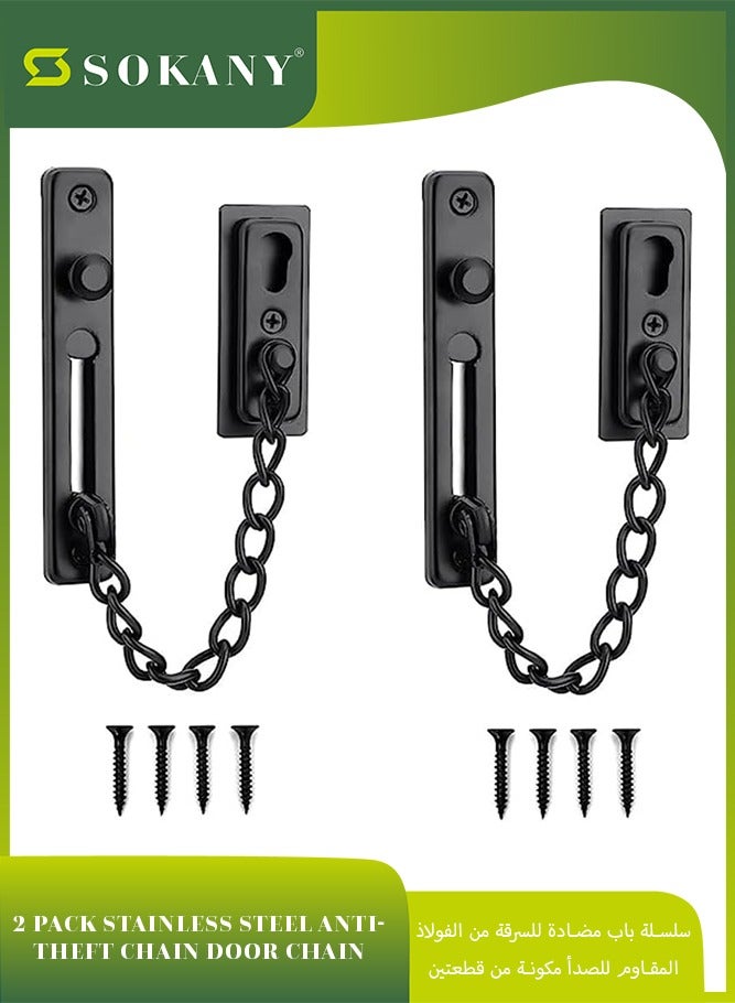 sokany 2 Pieces Stainless Steel Sliding Chain, safety Lock for Door Chain, door Chain Lock for Bedroom with Screws For Home, Apartment, Hotel and Bedroom (Black) - Image 1
