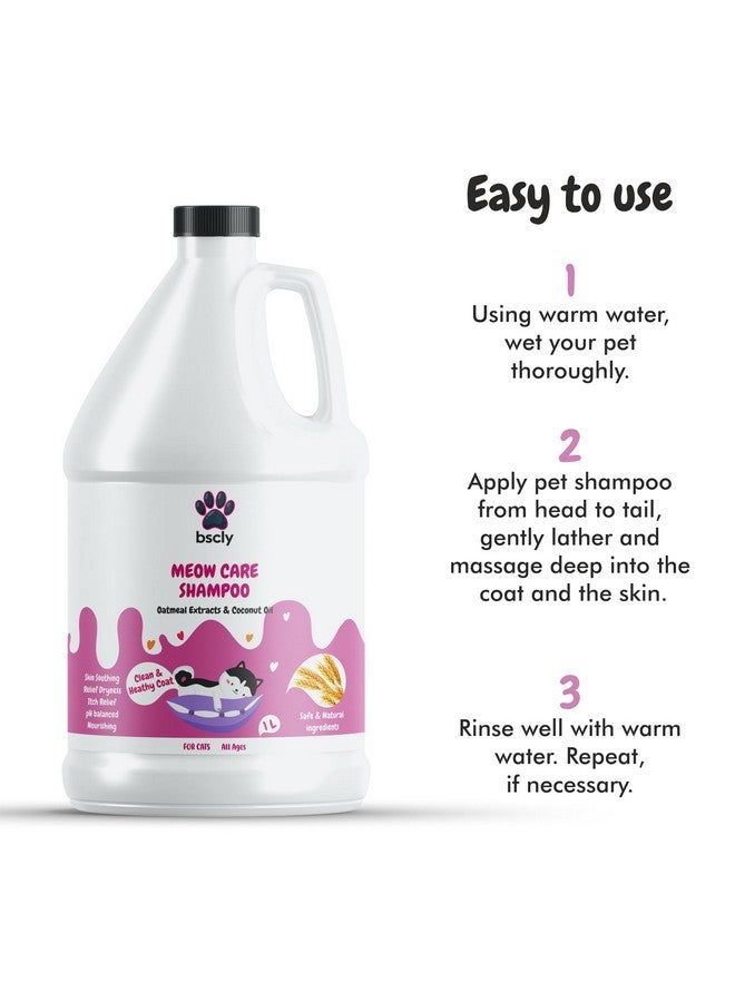 Harrods Bscly Meow Cat Shampoo 1000Ml - Enriched with Oatmeal Extract & Coconut Oil - Moisturizes & Heals Skin Cat Shampoo for Persian Cat Hair Fall, Normal Cat, Kitten Shampoo - Image 5