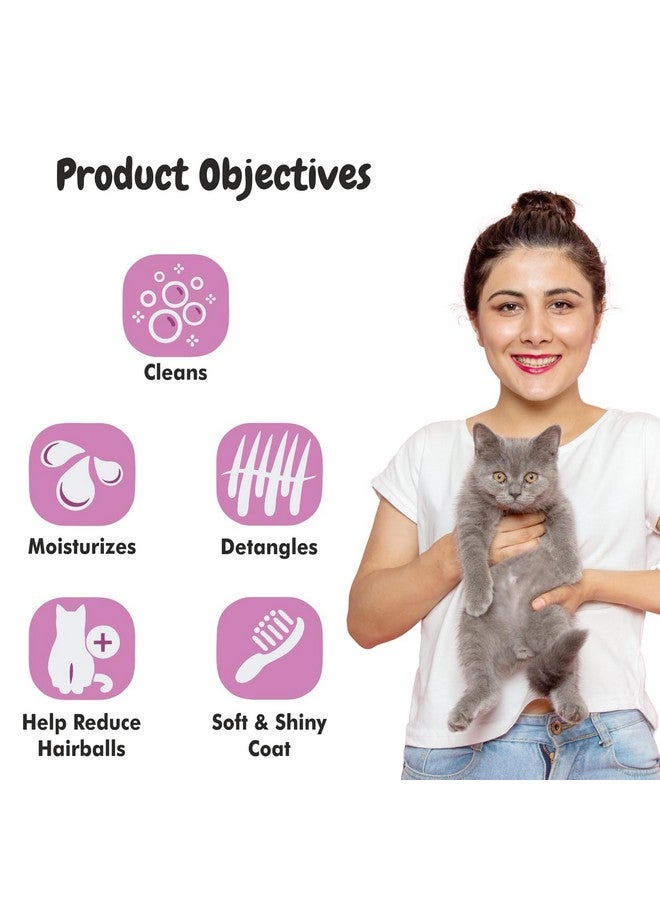 Harrods Bscly Meow Cat Shampoo 1000Ml - Enriched with Oatmeal Extract & Coconut Oil - Moisturizes & Heals Skin Cat Shampoo for Persian Cat Hair Fall, Normal Cat, Kitten Shampoo - Image 3