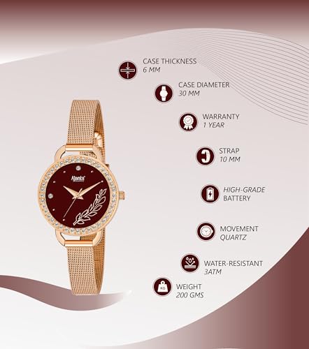 Ajanta Quartz Analog Women's Wrist Watch| Diamond Studded Dial | Elegant Design | AWC203KTL | Stylish Ladies Watch - Image 5