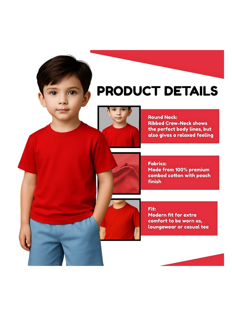 برينت شوب فور مي Printshop4me تي شيرت للأولاد برقبة دائرية 170 جرام في المتر المربع من القطن الخالص الألوان الأساسية - Image 3