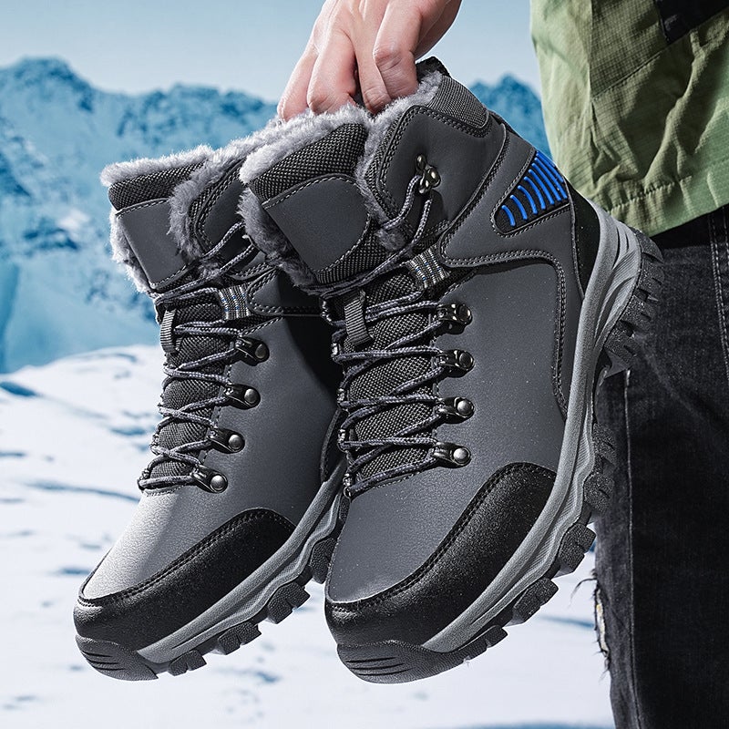 2025 Winter Fleece-Lined Warm Cotton Shoes, Large Size 48 Outdoor Hiking Shoes, Thick-Soled Snow Boots For Sub-Zero Temperatures, High-Top Korean Style Trendy Shoes - Image 2