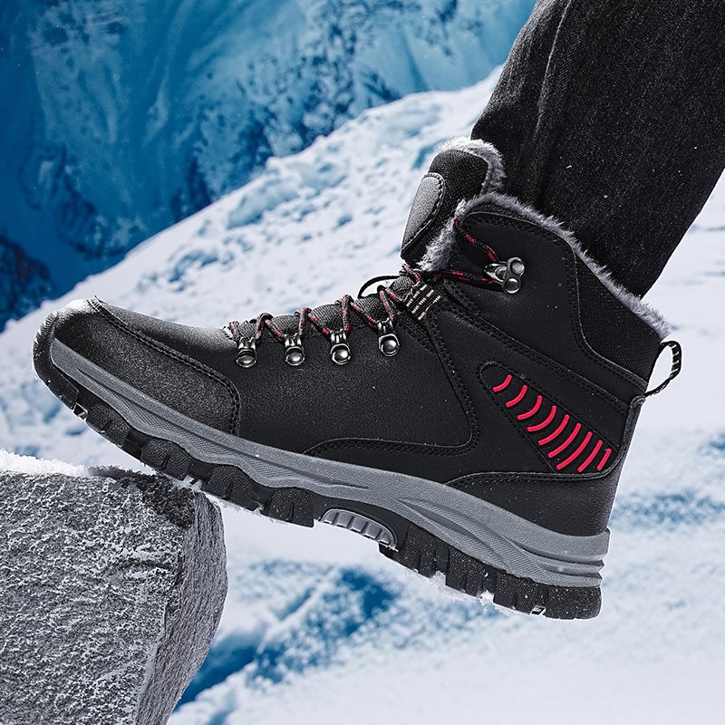 2025 Winter Fleece-Lined Warm Cotton Shoes, Large Size 48 Outdoor Hiking Shoes, Thick-Soled Snow Boots For Sub-Zero Temperatures, High-Top Korean Style Trendy Shoes - Image 5