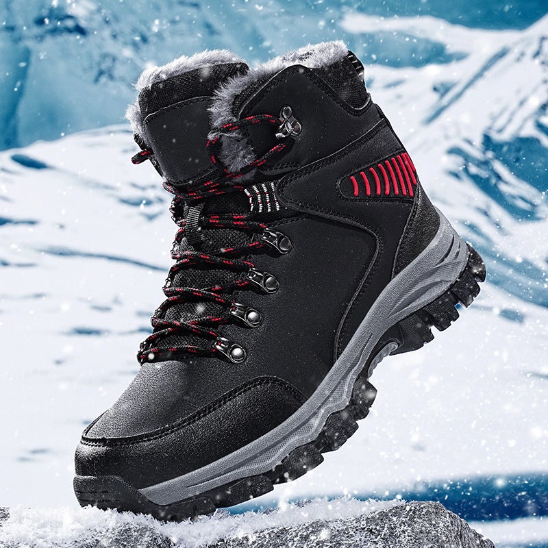 2025 Winter Fleece-Lined Warm Cotton Shoes, Large Size 48 Outdoor Hiking Shoes, Thick-Soled Snow Boots For Sub-Zero Temperatures, High-Top Korean Style Trendy Shoes - Image 3