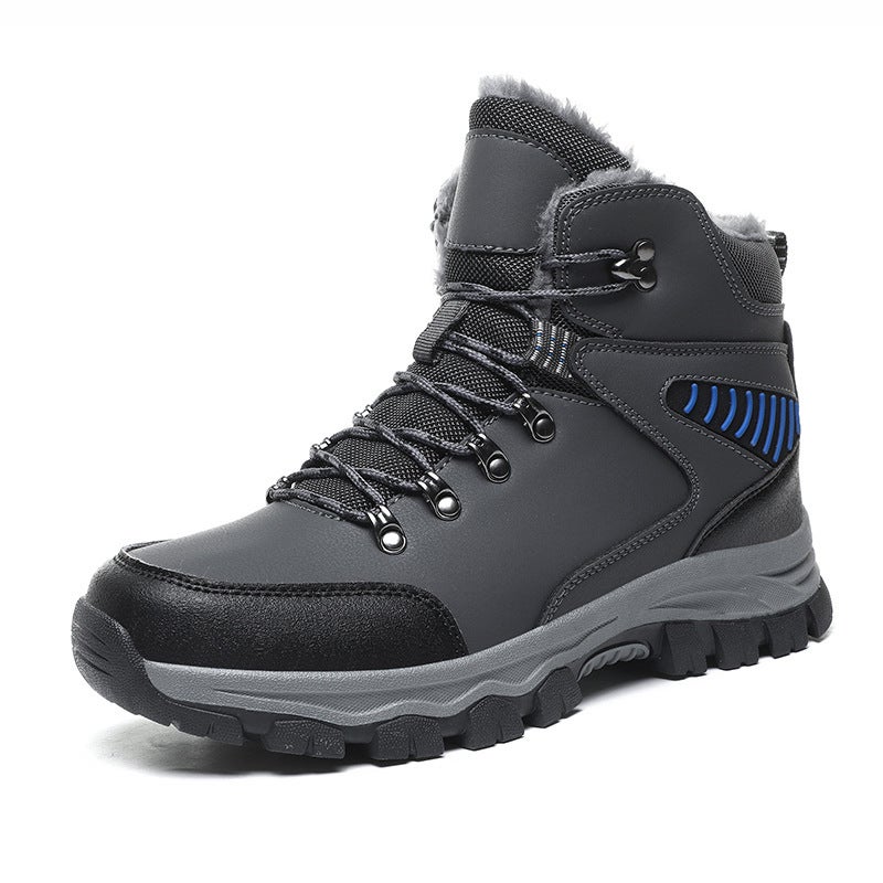 2025 Winter Fleece-Lined Warm Cotton Shoes, Large Size 48 Outdoor Hiking Shoes, Thick-Soled Snow Boots For Sub-Zero Temperatures, High-Top Korean Style Trendy Shoes - Image 1
