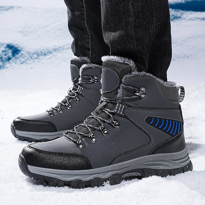 2025 Winter Fleece-Lined Warm Cotton Shoes, Large Size 48 Outdoor Hiking Shoes, Thick-Soled Snow Boots For Sub-Zero Temperatures, High-Top Korean Style Trendy Shoes - Image 4