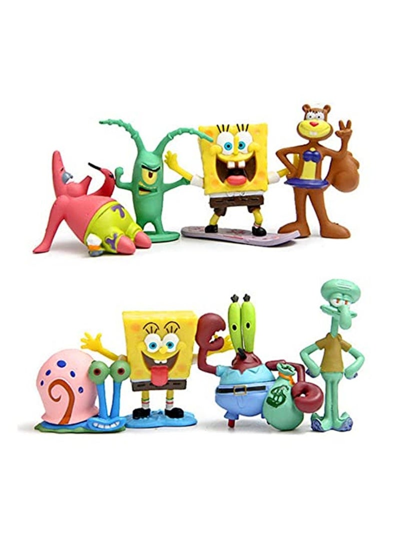 8pcs/Set SpongeBob and Sent Great Stars Squidward Tentacles Fish Tank Action Figure Toys  - Image 1