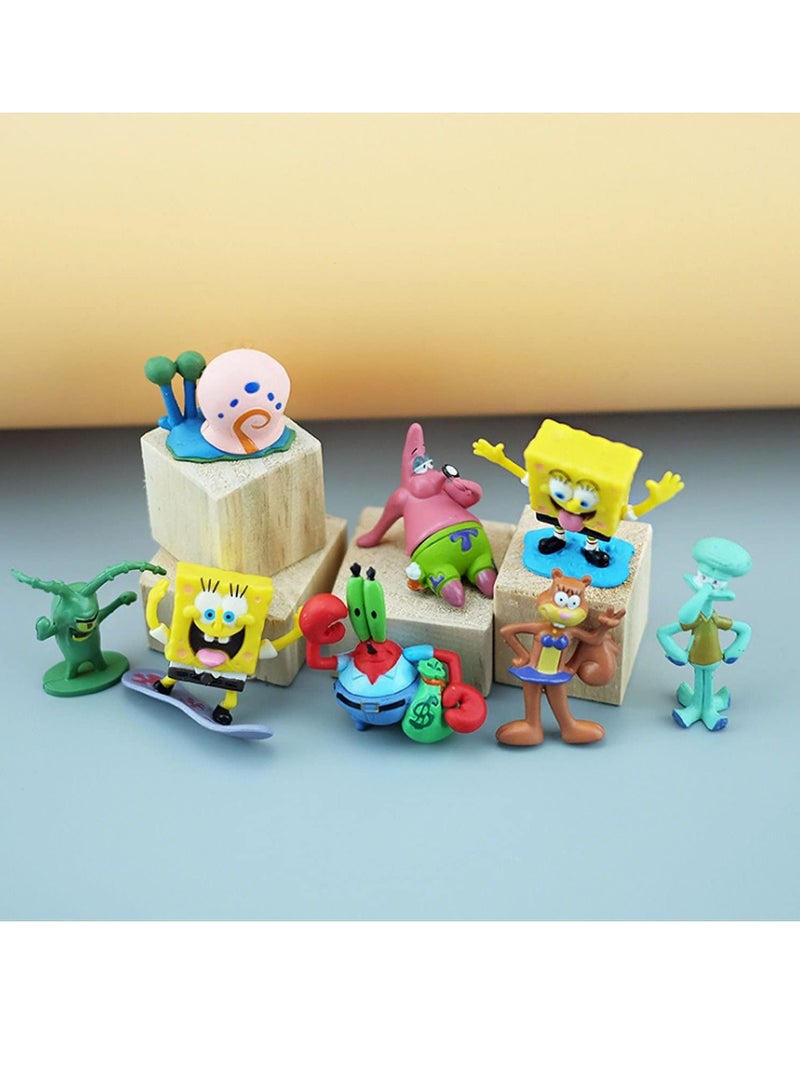 8pcs/Set SpongeBob and Sent Great Stars Squidward Tentacles Fish Tank Action Figure Toys  - Image 2