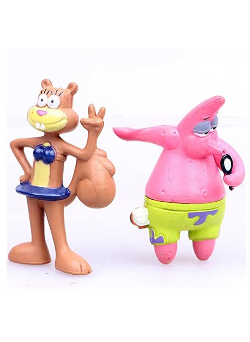 8pcs/Set SpongeBob and Sent Great Stars Squidward Tentacles Fish Tank Action Figure Toys  - Image 5