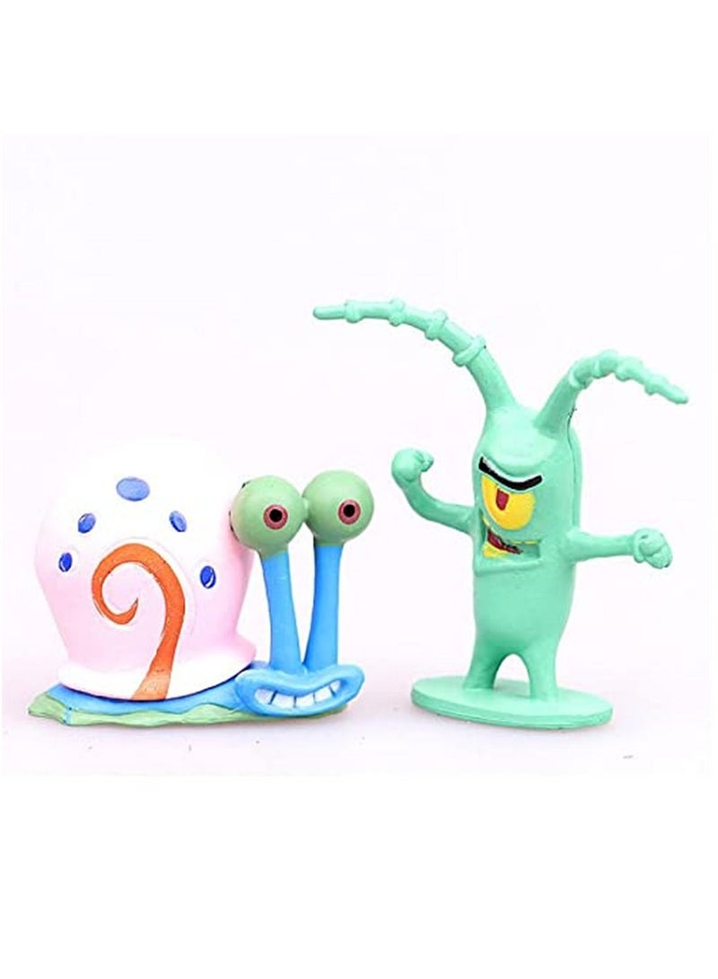8pcs/Set SpongeBob and Sent Great Stars Squidward Tentacles Fish Tank Action Figure Toys  - Image 4