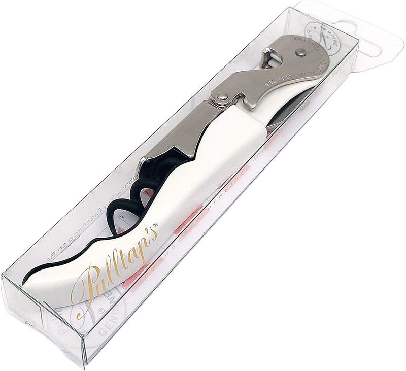 Pulltap's Genuine Classic 500 Waiter's Corkscrew – Double-Hinged Wine Key with Hinged Foil Cutter – Patented Design – Made in Spain – White (Blanco) - Image 4