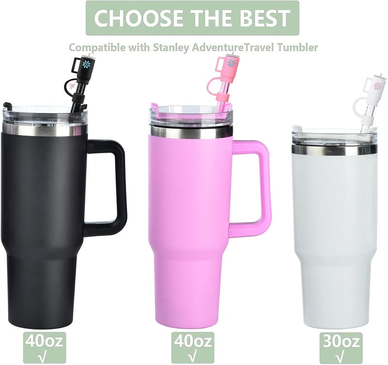Haundry 12 Pack Replacement Glitter Straws and Covers for 40 oz Stanley Adventure Travel Tumbler Cup  Reusable Glitter Straws with Cleaning Brush  Compatible with 40oz 30oz 20oz 14oz Stanley Water Jug  12inch - Image 3