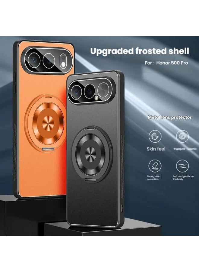general Case Compatible with Honor 500 Pro 2025, 2-in-1 Ultra-Thin Full-Cover Camera Protection Case with Rotating Ring Stand, Anti-fingerprint & Anti-drop Matte Shell - Image 2