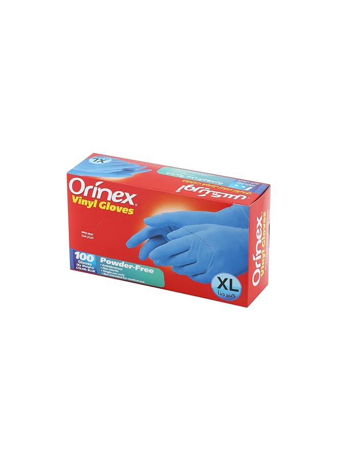 أورينيكس قفازات زرقاء خالية من البودرة مقاس XL 100 قطعة