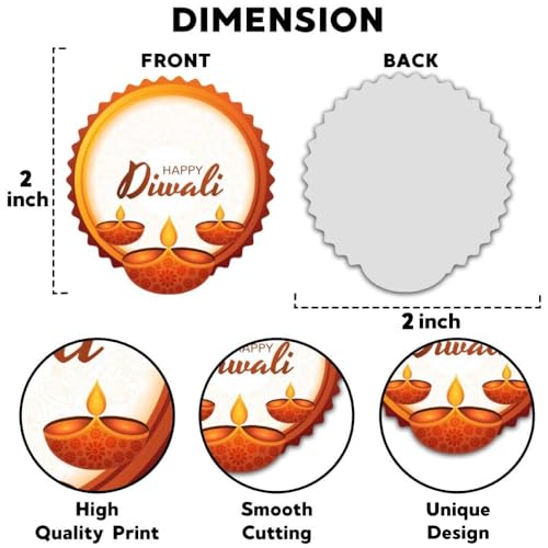 Festiko® Set of 48 Pcs Happy Diwali Greeting Stickers (12 Designs), Happy Diwali Stickers For Packing, Diwali Stickers For Gifts, Diwali Wishing Stickers - Image 2