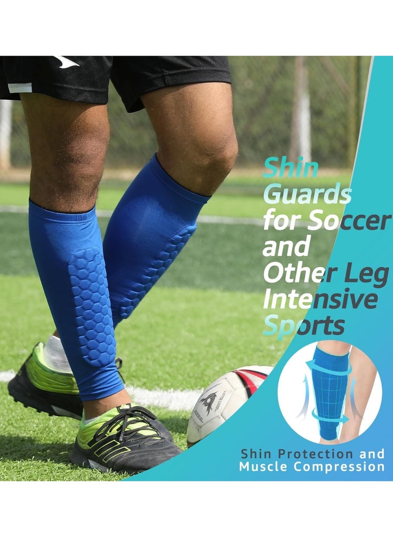 COYO Soccer Shin Guards Shin Pads for Kids Youth Adult, Calf Compression Sleeve with Honeycomb Pads, Support for Shin Splint Baseball Boxing Kickboxing, Lightweight(1PAIR) - Image 2