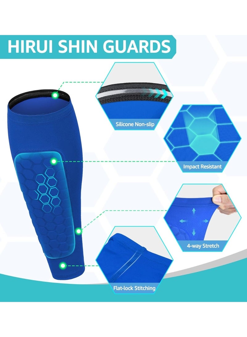 COYO Soccer Shin Guards Shin Pads for Kids Youth Adult, Calf Compression Sleeve with Honeycomb Pads, Support for Shin Splint Baseball Boxing Kickboxing, Lightweight(1PAIR) - Image 3
