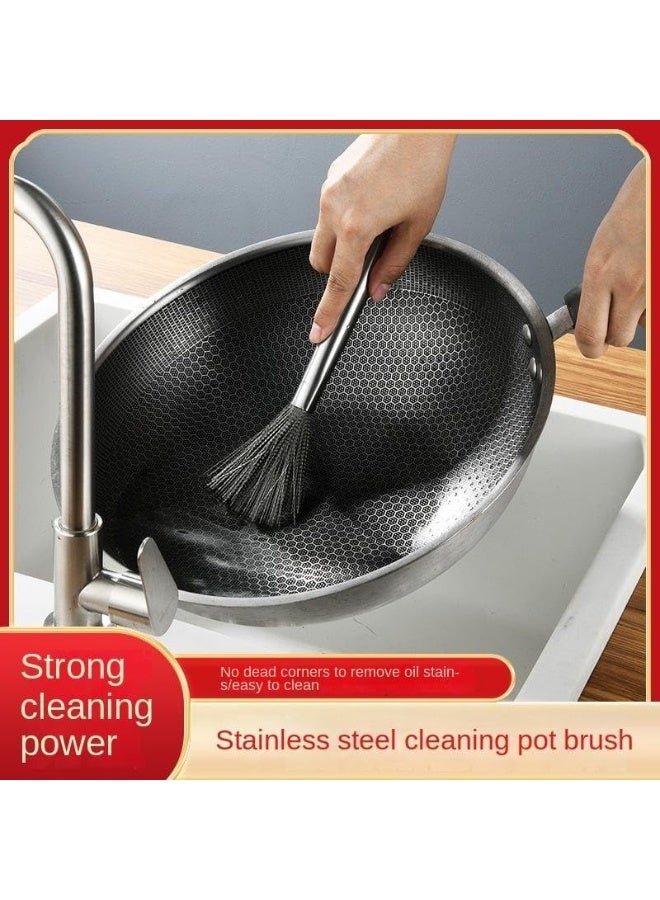 فرشاة تنظيف المطبخ | فرشاة تنظيف الأواني والمقالي متعددة الاستخدامات من الفولاذ المقاوم للصدأ | فرشاة تنظيف الأطباق بمقبض طويل مانعة للانزلاق | فرشاة تنظيف من الصوف الفولاذي بمقبض - Image 4