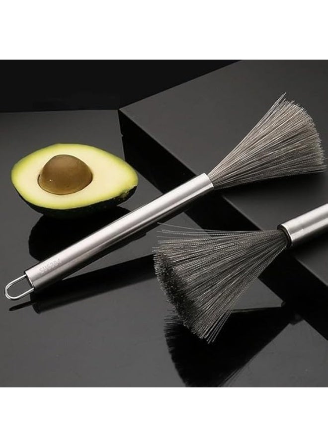 فرشاة تنظيف المطبخ | فرشاة تنظيف الأواني والمقالي متعددة الاستخدامات من الفولاذ المقاوم للصدأ | فرشاة تنظيف الأطباق بمقبض طويل مانعة للانزلاق | فرشاة تنظيف من الصوف الفولاذي بمقبض - Image 1