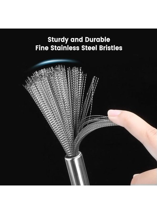 فرشاة تنظيف المطبخ | فرشاة تنظيف الأواني والمقالي متعددة الاستخدامات من الفولاذ المقاوم للصدأ | فرشاة تنظيف الأطباق بمقبض طويل مانعة للانزلاق | فرشاة تنظيف من الصوف الفولاذي بمقبض - Image 3