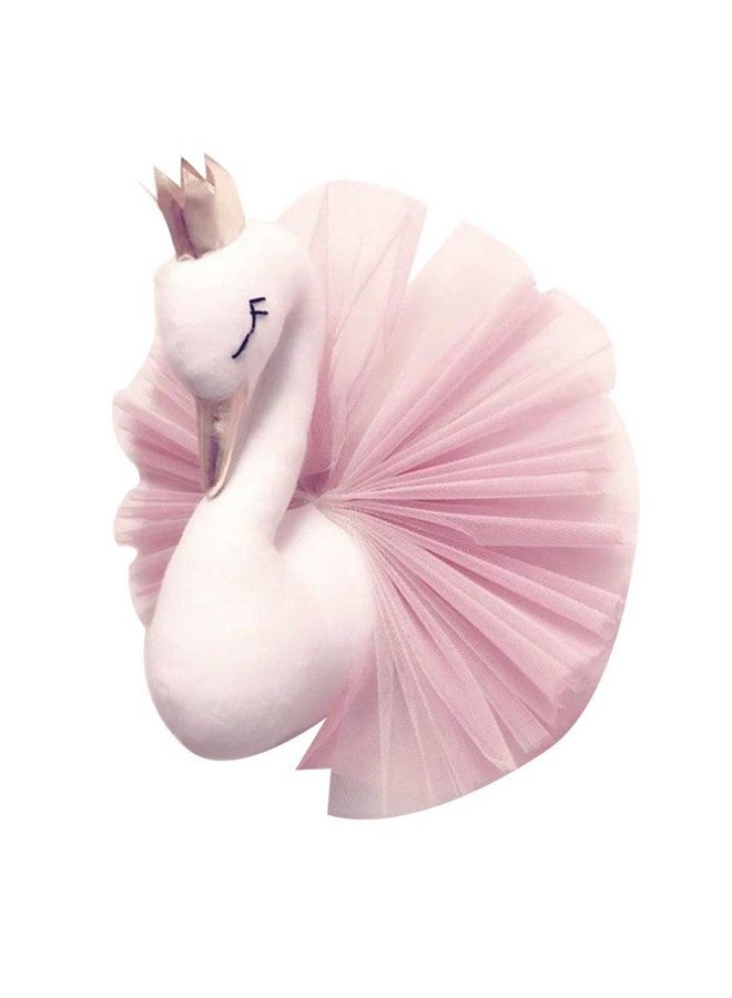 Garneck 3D Wall Hanging Decoration Cute Crown Dress Swan Wall Art Sticker Hook For Nursery Kids Girl Room Wedding Birthday Gift (Pink) - Image 1