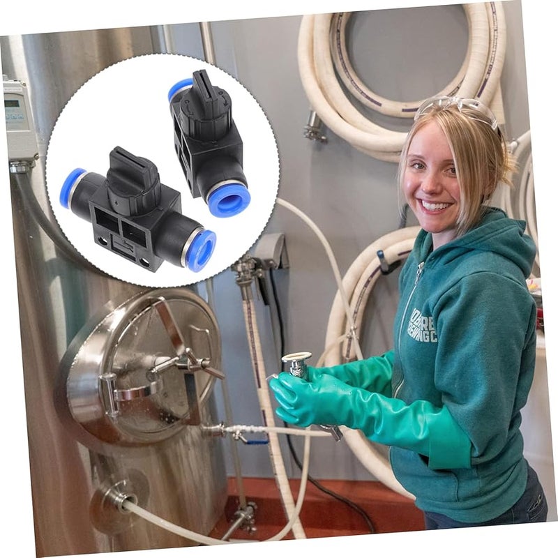 PartyKindom 2Pcs Quick Connect Pneumatic Air Tube Connectors Manual Control Valves Plastic Resistant Design - Image 3