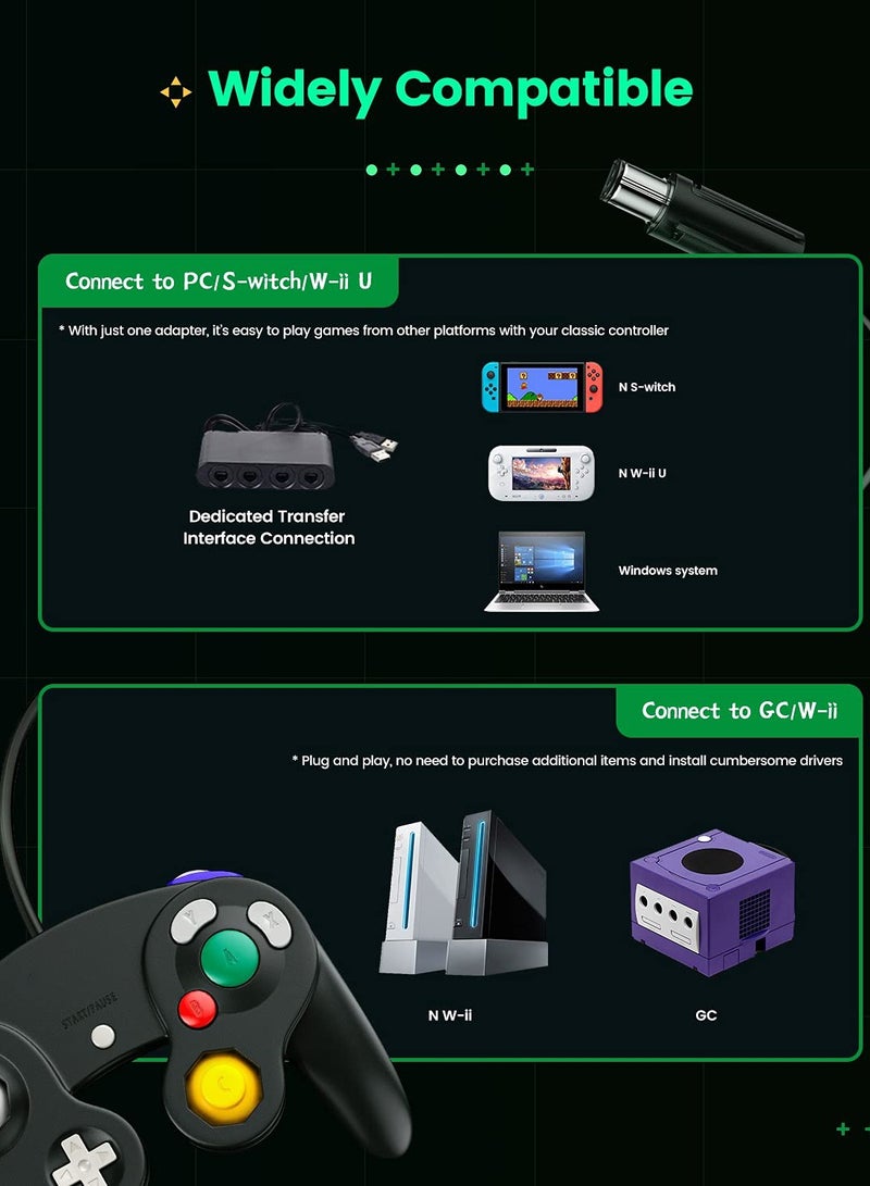 SOLARAE 2PCS Wired Controller Classic Gamepad for Nintendo Wii Controller - Enhanced (Black) - Image 4