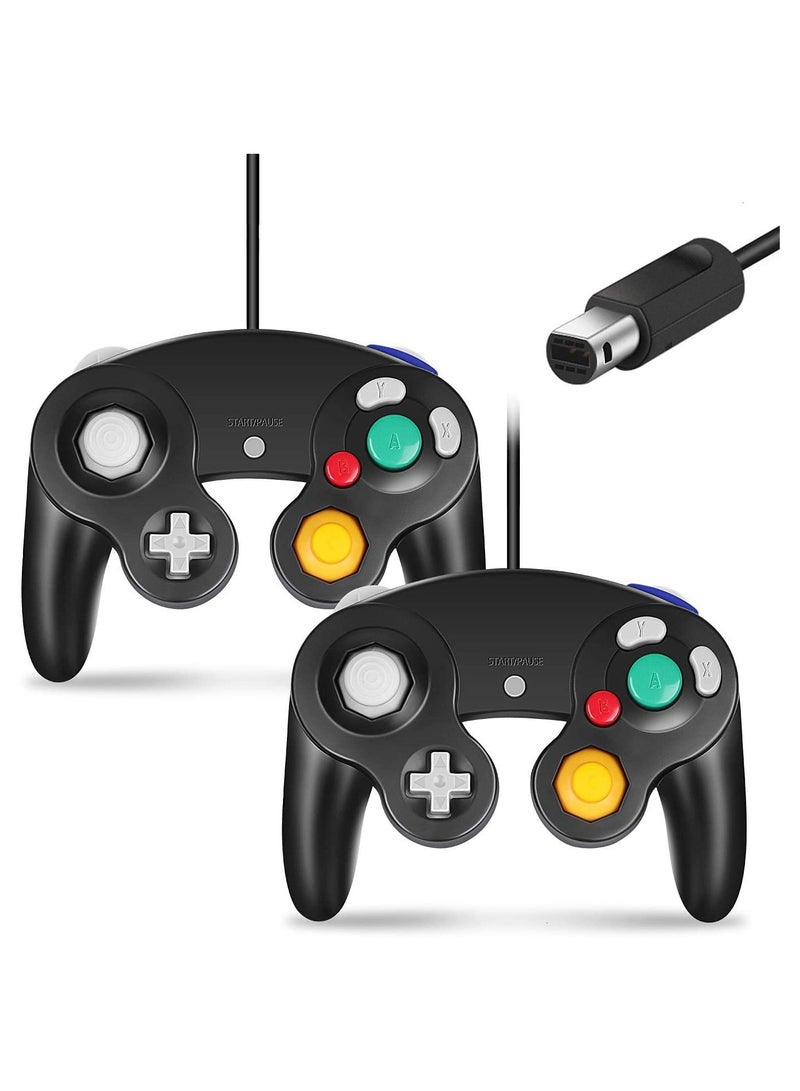 SOLARAE 2PCS Wired Controller Classic Gamepad for Nintendo Wii Controller - Enhanced (Black) - Image 1