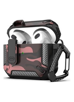 Generic Compatible With AirPods 4 Case, Secure Lock Case Cover for Apple Airpods 4 with Active Noise Cancellation 2024, Airpods 4 with Keychain, Strong Drop Protection (Camo Red)  - Image 1