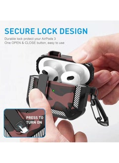 Generic Compatible With AirPods 4 Case, Secure Lock Case Cover for Apple Airpods 4 with Active Noise Cancellation 2024, Airpods 4 with Keychain, Strong Drop Protection (Camo Red)  - Image 2
