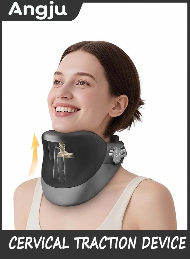 Angju Cervical Traction Device For Neck Pain Relief - Massager With Heat, Deep Tissue, Adjustable Stretcher Support Brace Home/Office/Travel - Image 1