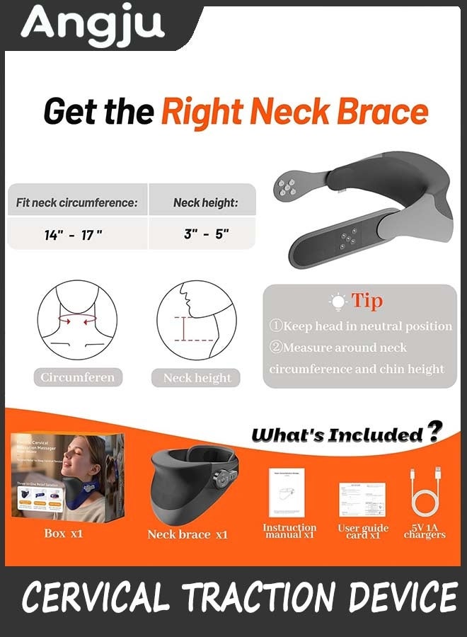 Angju Cervical Traction Device For Neck Pain Relief - Massager With Heat, Deep Tissue, Adjustable Stretcher Support Brace Home/Office/Travel - Image 2