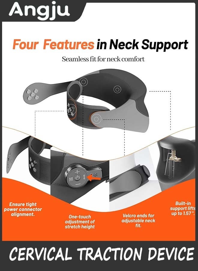 Angju Cervical Traction Device For Neck Pain Relief - Massager With Heat, Deep Tissue, Adjustable Stretcher Support Brace Home/Office/Travel - Image 5