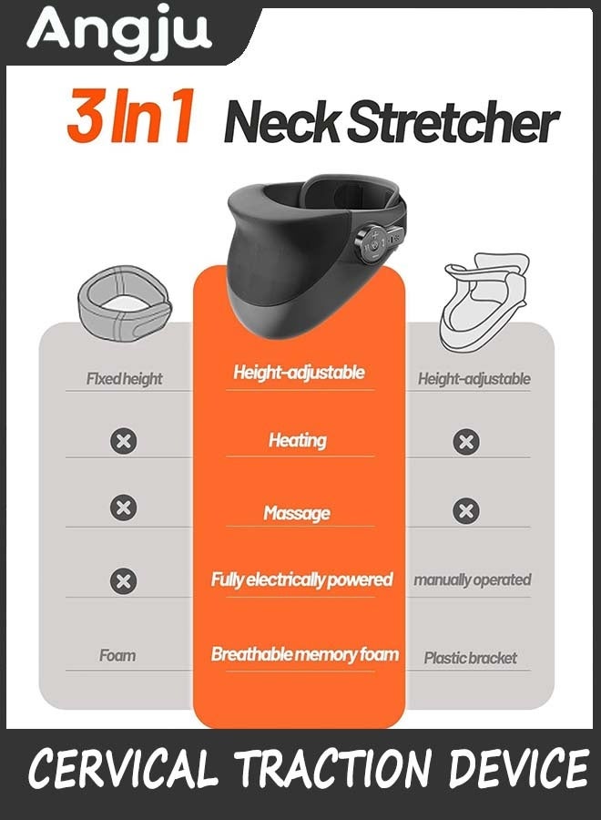 Angju Cervical Traction Device For Neck Pain Relief - Massager With Heat, Deep Tissue, Adjustable Stretcher Support Brace Home/Office/Travel - Image 3