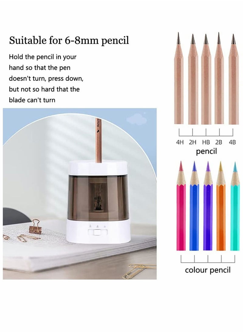 XiuWoo - Electric Pencil Sharpener Autostop Feature and Heavy Duty Helical Blade USB Battery Operated 3 Adjustable Sharpening Modes for 6-8mm Diameter Pencils Student Office - Image 1
