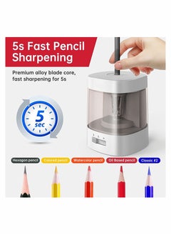 XiuWoo Electric Pencil Sharpener Autostop Feature and Heavy Duty Helical Blade USB Battery Operated 3 Adjustable Sharpening Modes for 6-8mm Diameter Pencils Student Office  - Image 2