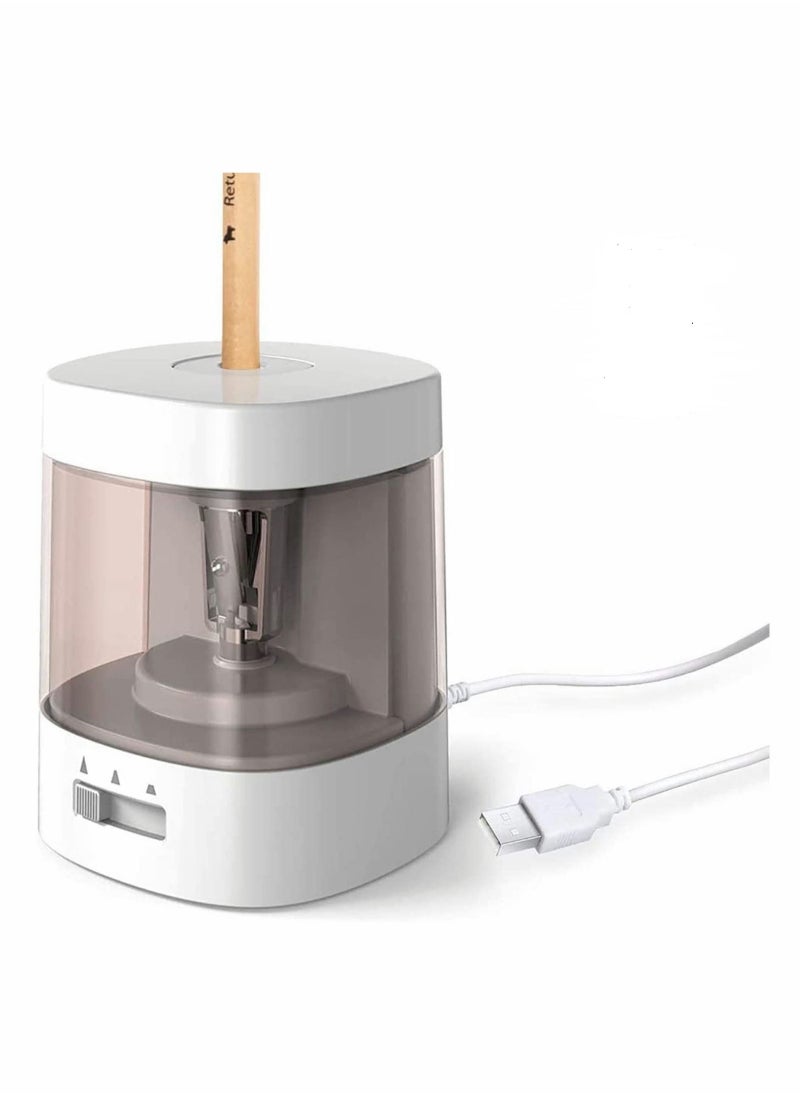 XiuWoo - Electric Pencil Sharpener Autostop Feature and Heavy Duty Helical Blade USB Battery Operated 3 Adjustable Sharpening Modes for 6-8mm Diameter Pencils Student Office - Image 1