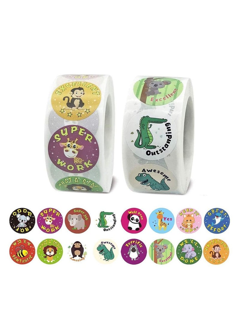 Y&D - 2 Rolls of Animal Stickers Mini Reward for Kids Teachers 1 Inch School on Sheets Toilet Training Motivational - Image 1