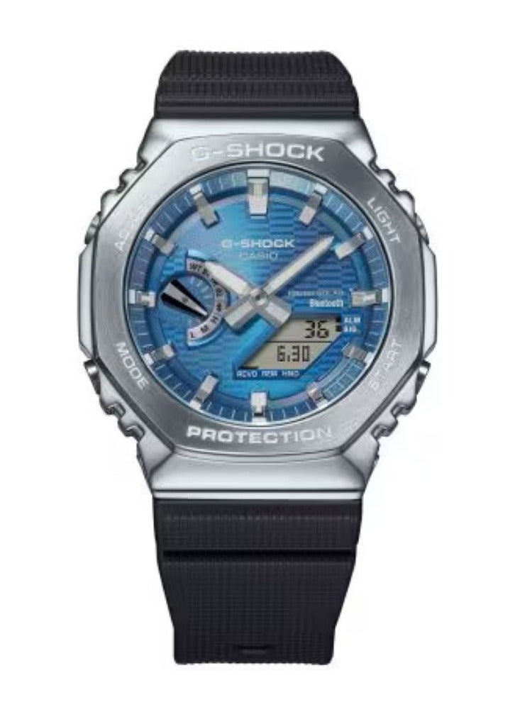 Casio G-Shock GBM-2100A-2BDR Men’s Analog-Digital Watch – Stainless Steel Octagonal Bezel, Blue Dial with Silvery Indexes, Tough Solar, Bluetooth Smartphone Link, 200 m Water Resistant - Image 1