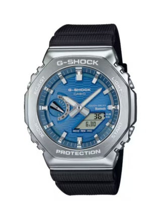 ساعة كاسيو جي-شوك ​​GBM-2100A-2BDR للرجال، أنالوج-رقمي، إطار مثمن من الفولاذ المقاوم للصدأ، ميناء أزرق مع مؤشرات فضية، مقاومة للماء حتى عمق 200 متر، تعمل بالطاقة الشمسية، تدعم تقنية بلوتوث للهواتف الذكية - view 2