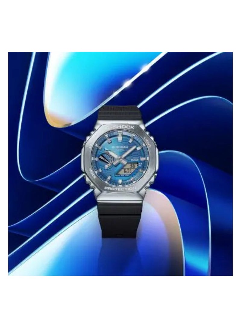 Casio G-Shock GBM-2100A-2BDR Men’s Analog-Digital Watch – Stainless Steel Octagonal Bezel, Blue Dial with Silvery Indexes, Tough Solar, Bluetooth Smartphone Link, 200 m Water Resistant - Image 3