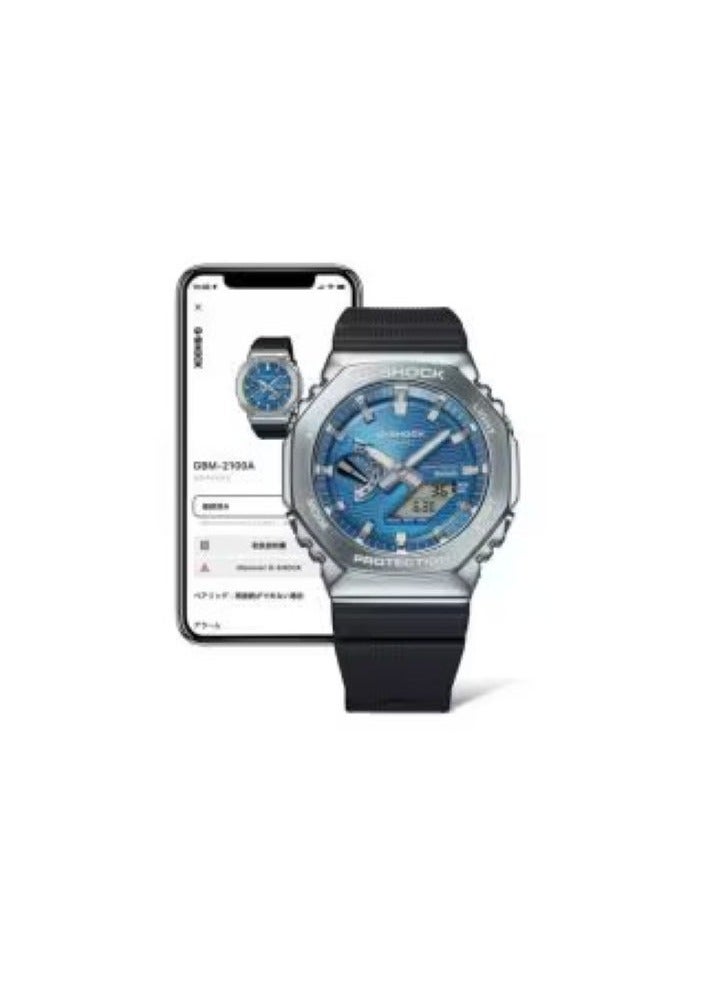 Casio G-Shock GBM-2100A-2BDR Men’s Analog-Digital Watch – Stainless Steel Octagonal Bezel, Blue Dial with Silvery Indexes, Tough Solar, Bluetooth Smartphone Link, 200 m Water Resistant - Image 4