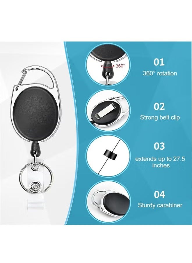 2 Piece ID Card Holder, with Lanyard and Retractable Badge Reel Clip, Unisex Leather ID Badge Holder Set for Work School and Metro Card - Image 5