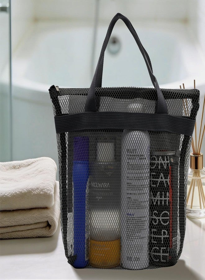 ASBEFORE Mesh Shower Caddy, Portable Shower Bag, Quick-Dry Hanging Caddy Bath Organizer with Zipper, Toiletry Bag Essentials for Camping Travel College Dorm Room Gym (Black) - Image 4