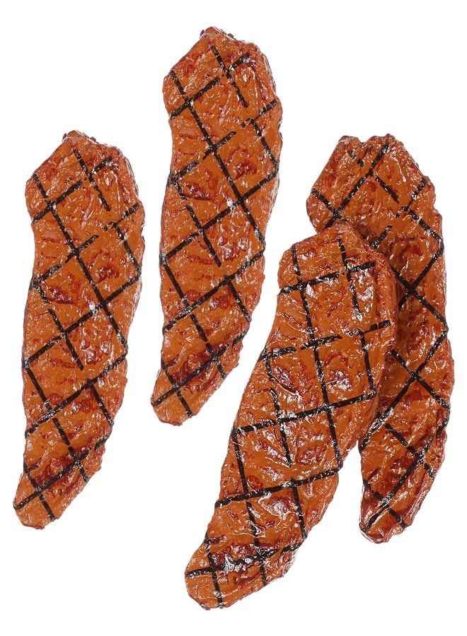 Toddmomy 4pcs Realistic Fake Steak Models: Mini Fake Cooked Roast Beef Meat Model Decor for Home Kitchen for Cooking Play and Photography Props - Image 1