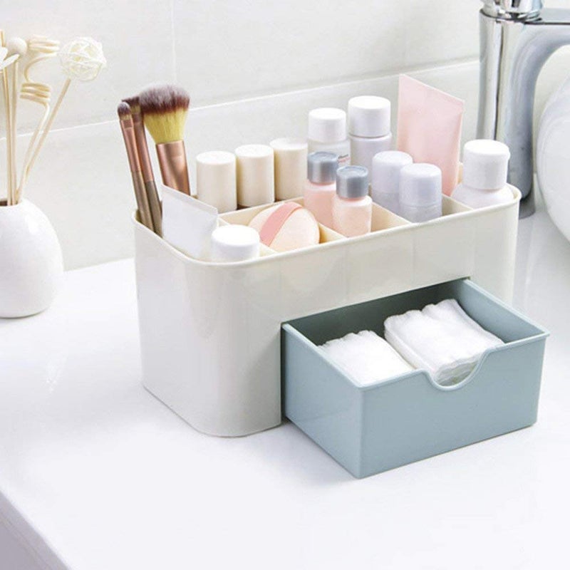 POXEFLIP Plastic Cosmetic Make Up Storage Box Tidy Organizer for Bathroom, Dresser, Vanity with Drawer - Image 3