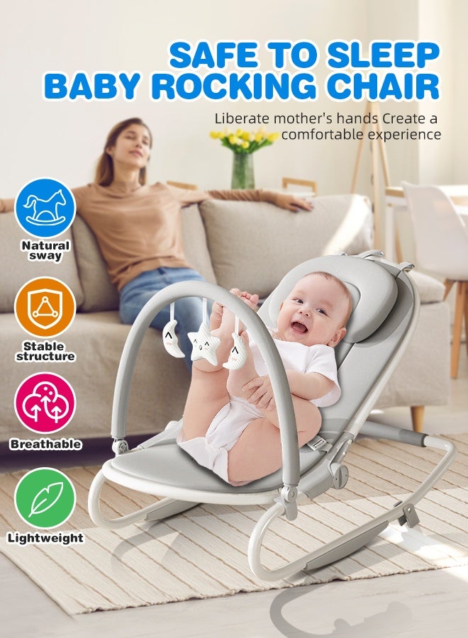 سوفت تاتش كرسي هزاز محمول للأطفال الصغار مع حامل ألعاب ومقعد أرجوحة للأطفال بحزام للأطفال من عمر 0 ​​إلى 6 أشهر - Image 3