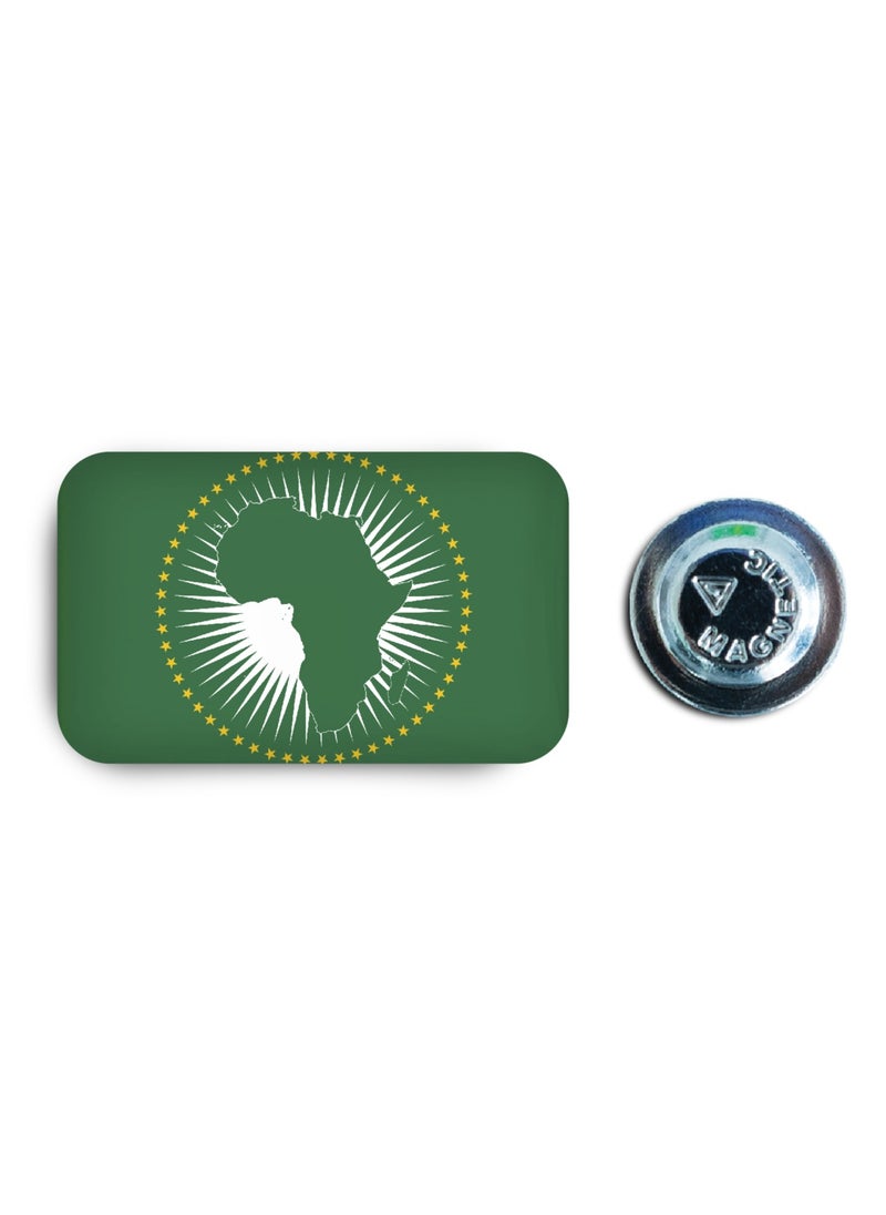 971MEDIA African Union Flag - Metal Badge Epoxy Coated with Magnetic Pin that Doesn't Tear Clothes  - Image 1